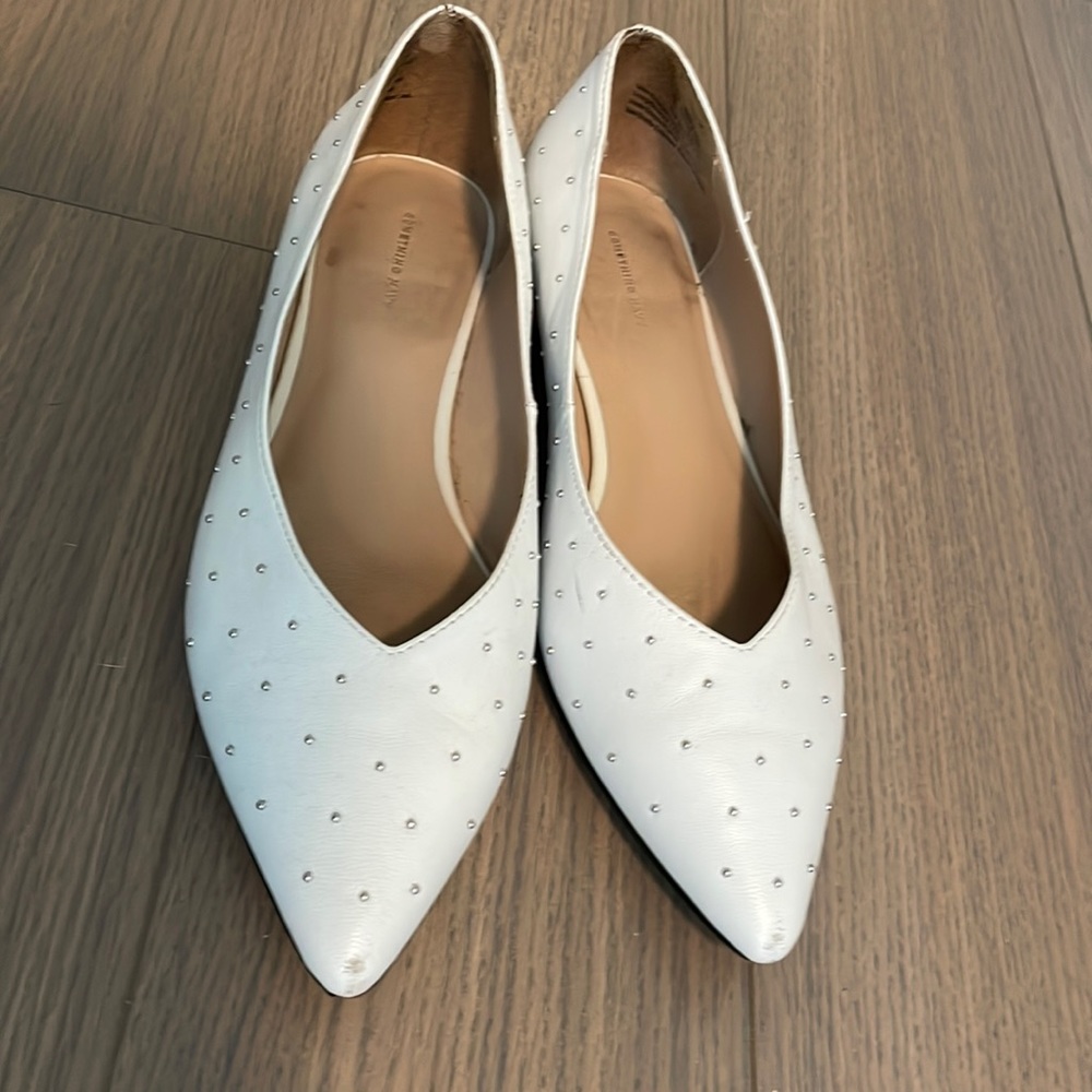 White studded flats